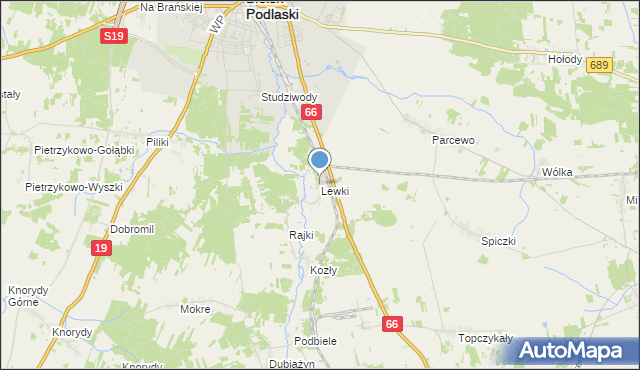 mapa Lewki, Lewki gmina Bielsk Podlaski na mapie Targeo